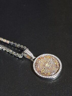 Iced Out Aztec Calendar Pendant & Tennis Chain Set
